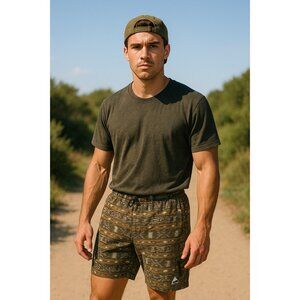 Burton Moxie Board Shorts Mens 34 Aztec Print  Pocket Zipper Beach Pool 9 1/2"